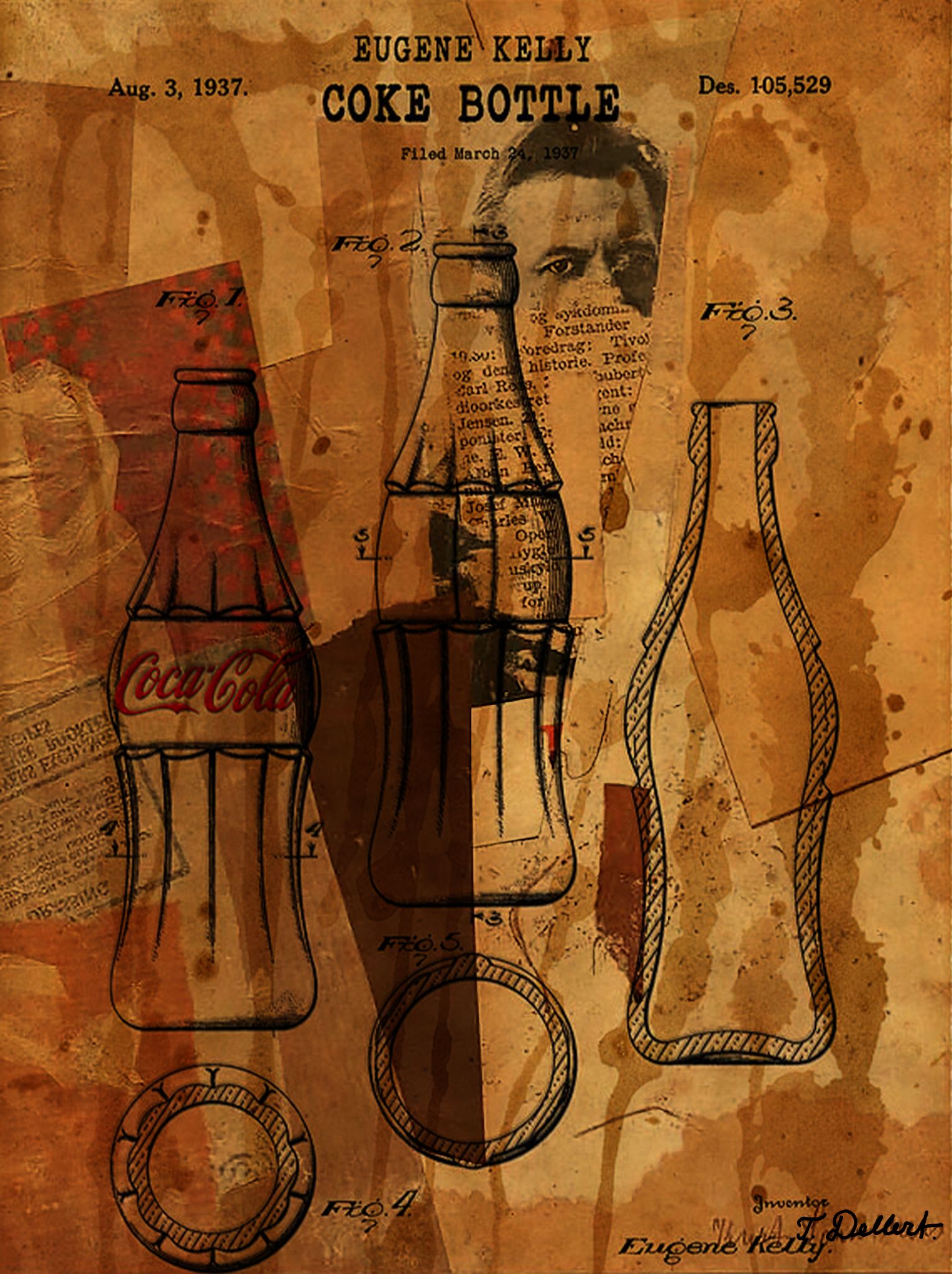 Andy Warhol Original Crayon Drawing '3 bottles Coca-Cola' - Artifacts World
